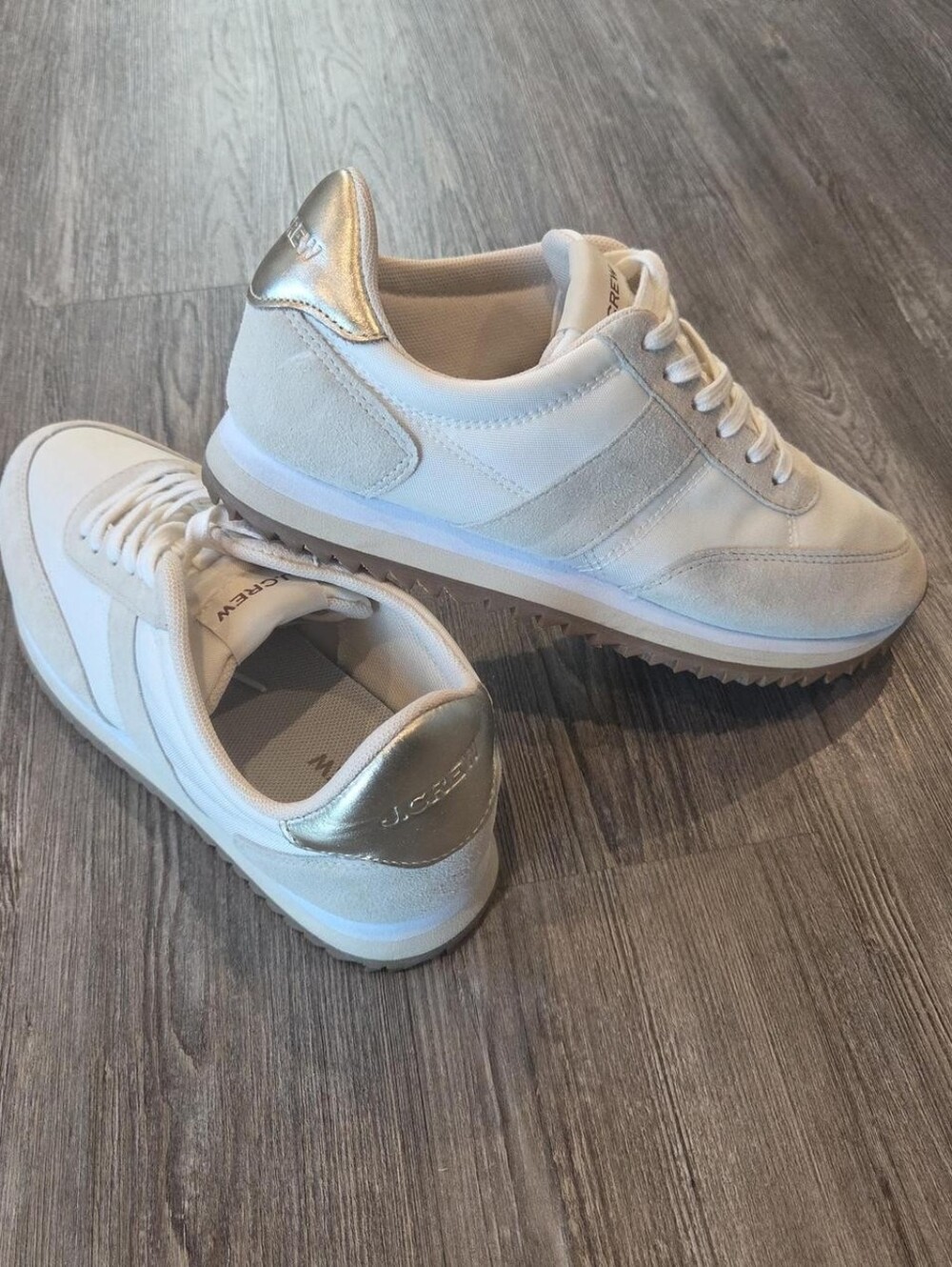 J CREW J.Crew trainers in metallic colorblock Mountain ivory gold